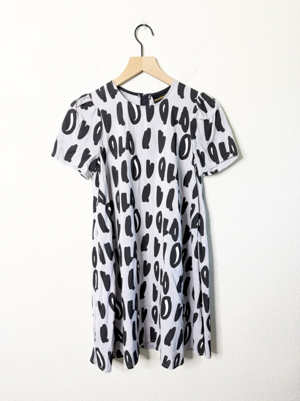 Nooworks Molly Mini Dress Cheetah Leopard Spotted Puff Sleeve Womens Size‎ XS